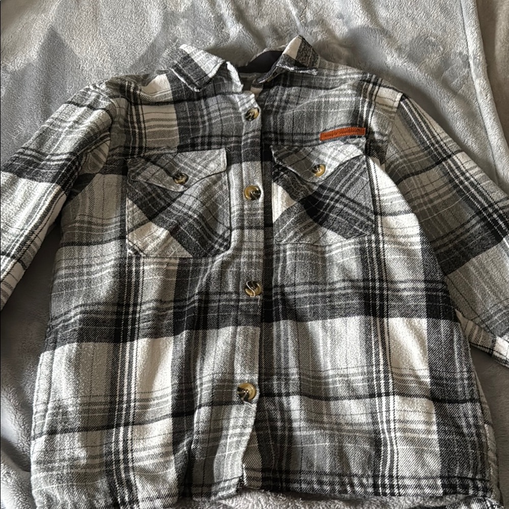 Plaid Kids Shirt - Black and White